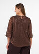 Transparente Bluse mit Pailletten und Rautenmuster, Braun, Model image number 2