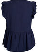&Auml;rmellose Bluse aus Baumwoll-Musselin mit R&uuml;schen, Blau, Packshot image number 1