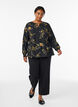 Lang&auml;rmelige Bluse mit gebl&uuml;mtem Muster, Schwarz, Model image number 1