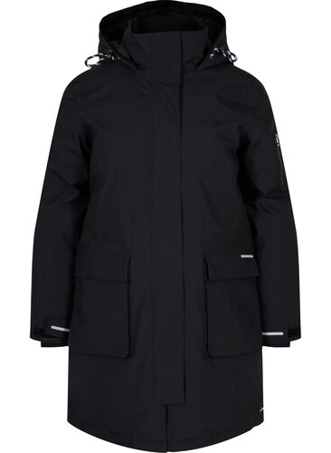 Winterjacke mit abnehmbarer Kapuze und Taschen, Black, Packshot image number 0