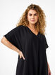 Kleid aus Viskose mit V-Ausschnitt, Schwarz, Model image number 2