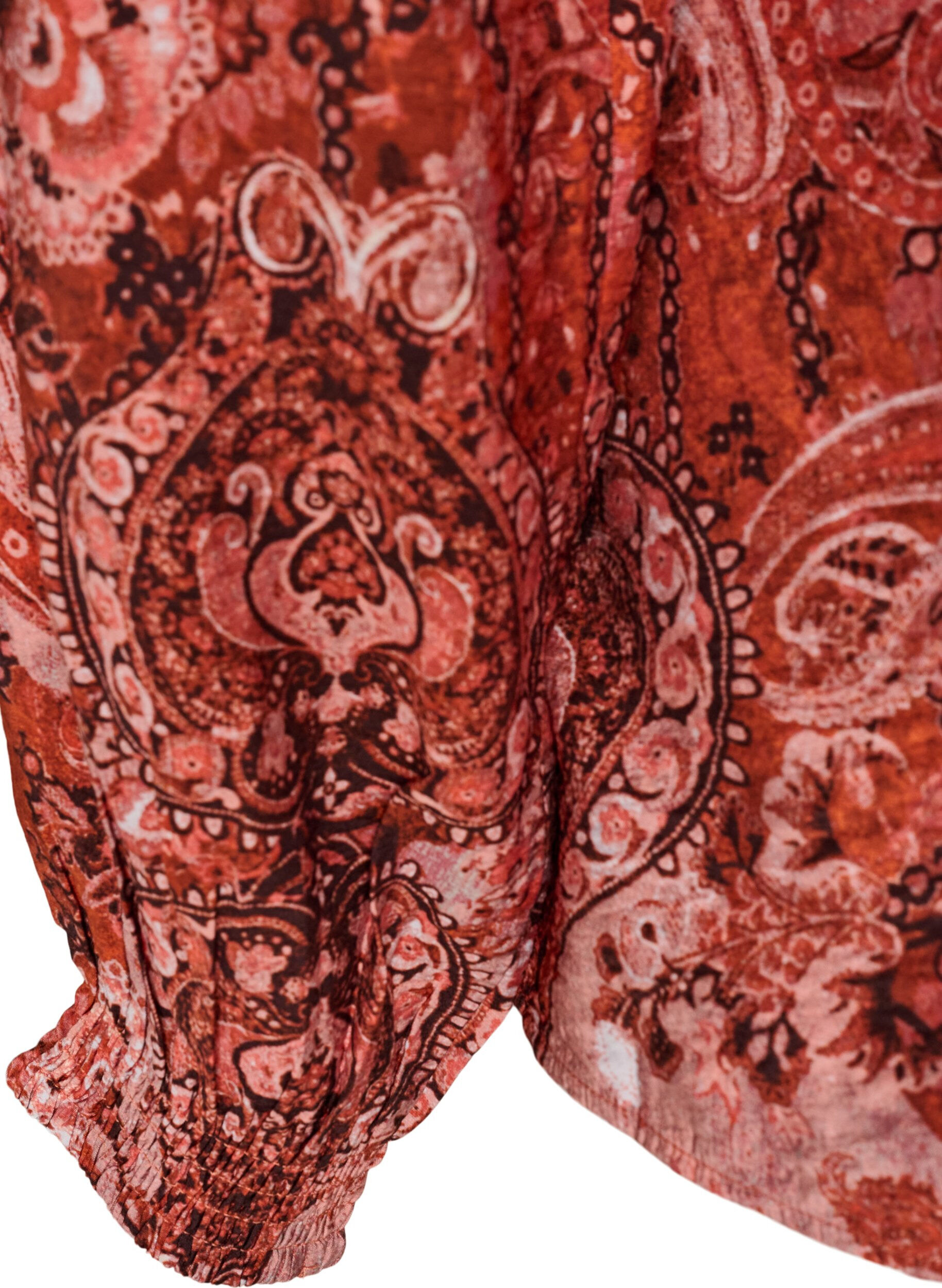 ZizziBluse aus Viskose mit Paisley-Print und R&uuml;schen, Orange, Packshot image number 3