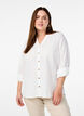 Baumwollbluse mit V-Ausschnitt, Wei&szlig;, Model image number 0