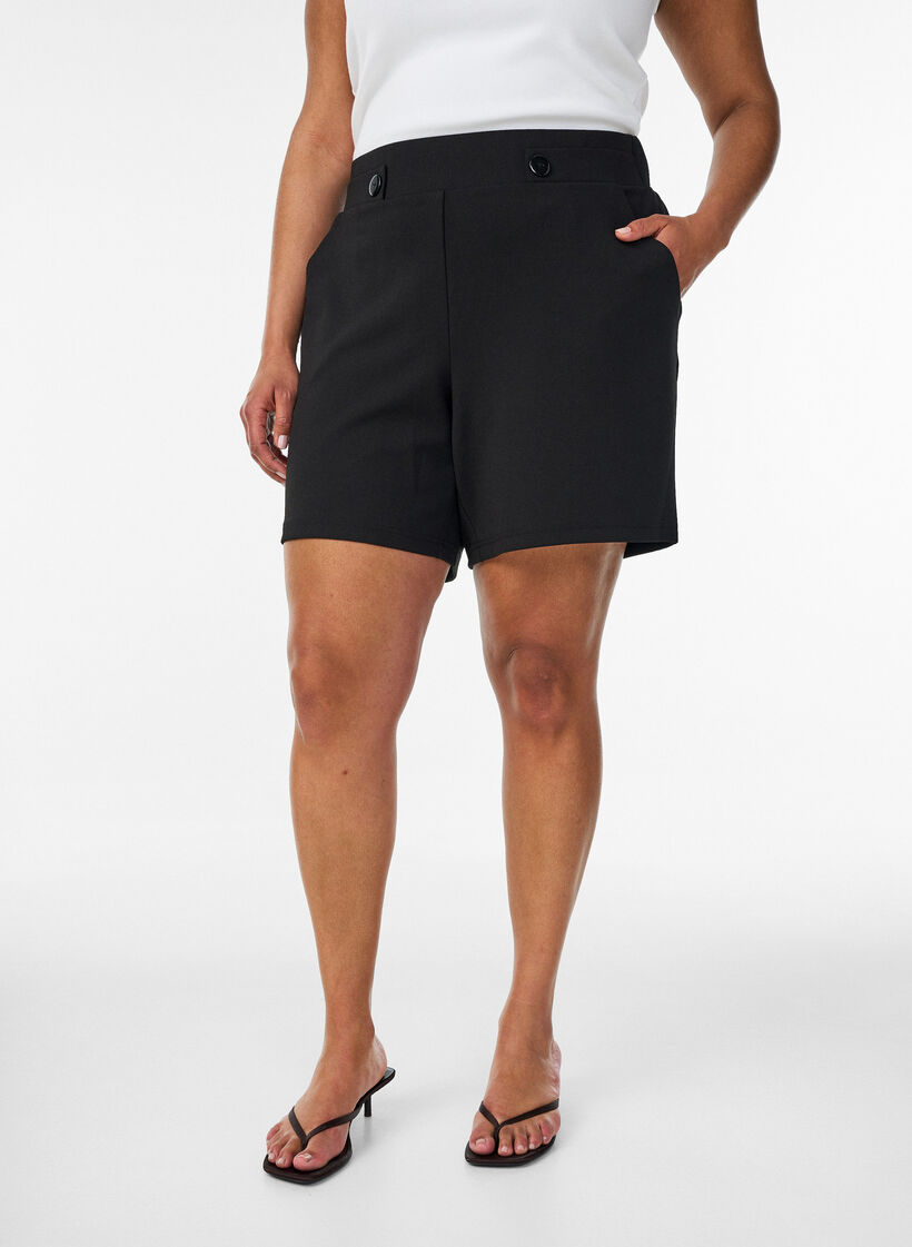 Shorts mit Taschen und lockerer Passform, Schwarz, Model image number 3