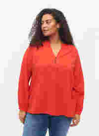 Langärmelige Bluse aus Viskosemischung, Fiery Red, Model