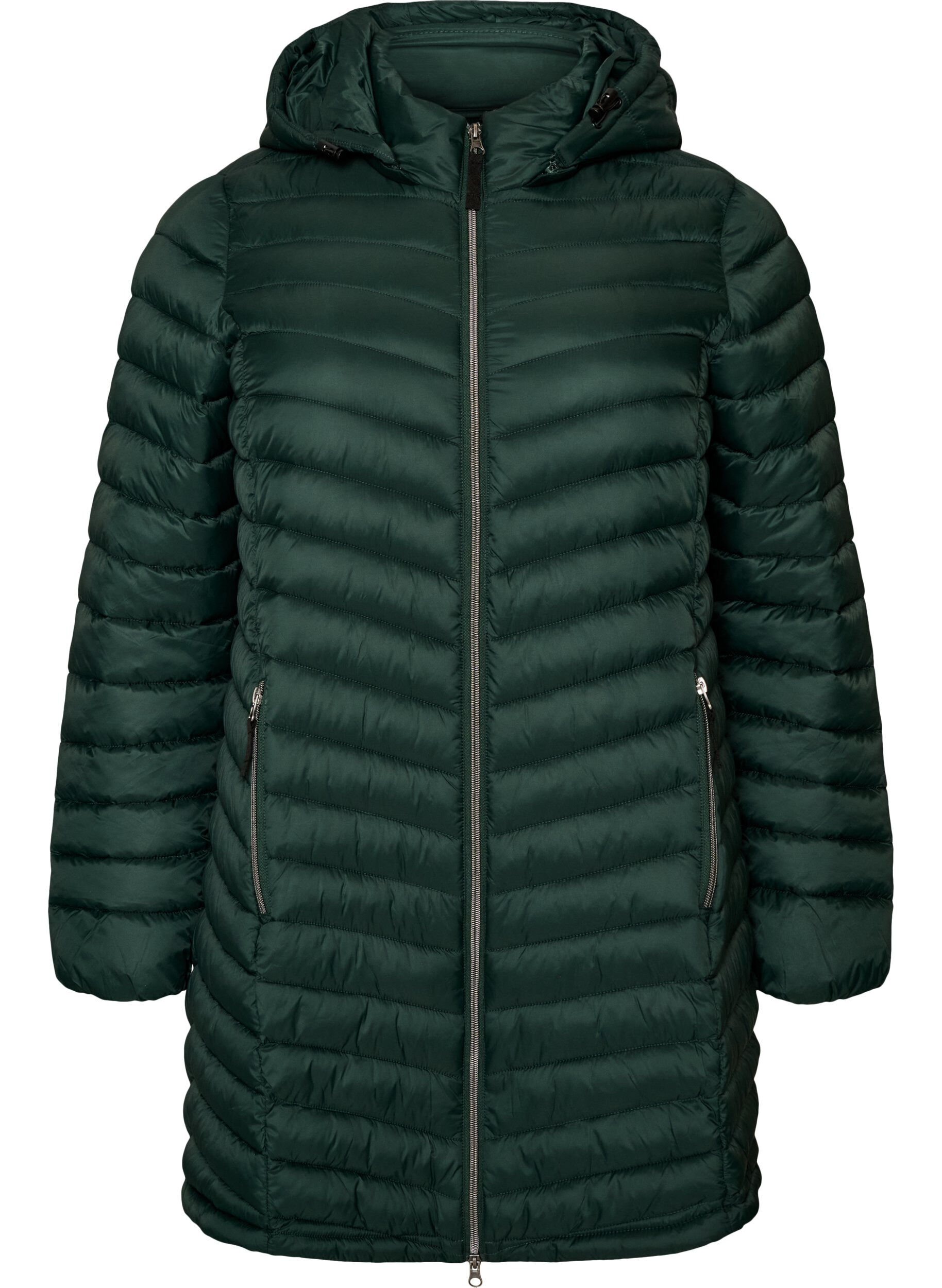 ZizziLeichte Jacke mit Taschen und abnehmbarer Kapuze, Gr&uuml;n, Packshot image number 0