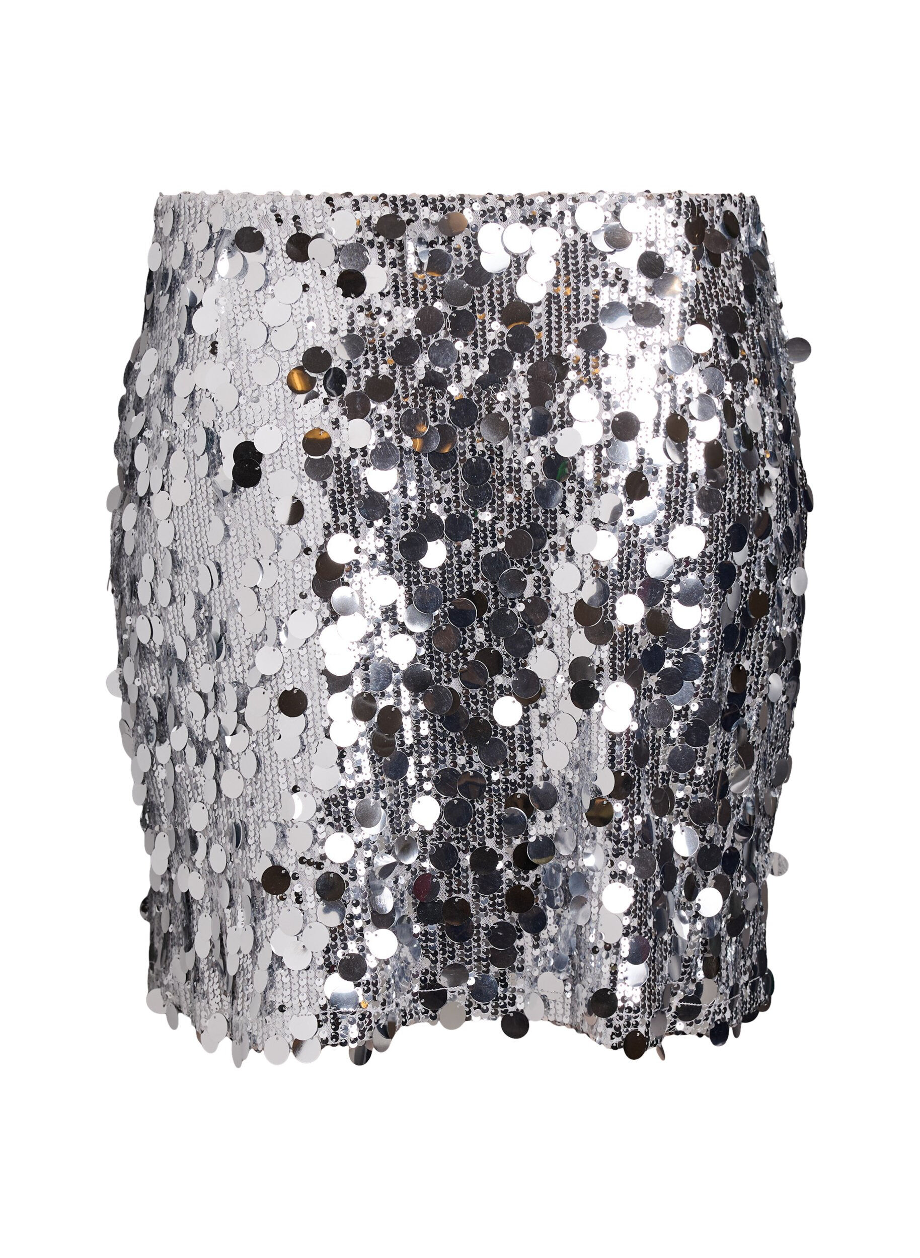 ZizziKurzer Paillettenrock mit Gummibund, Silber, Packshot image number 1