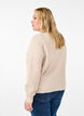 Rippenstrick Strickjacke mit Knöpfen, Beige, Model image number 2