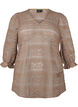 Bluse mit Lochmuster und 3/4-Ärmeln, Braun, Packshot image number 0