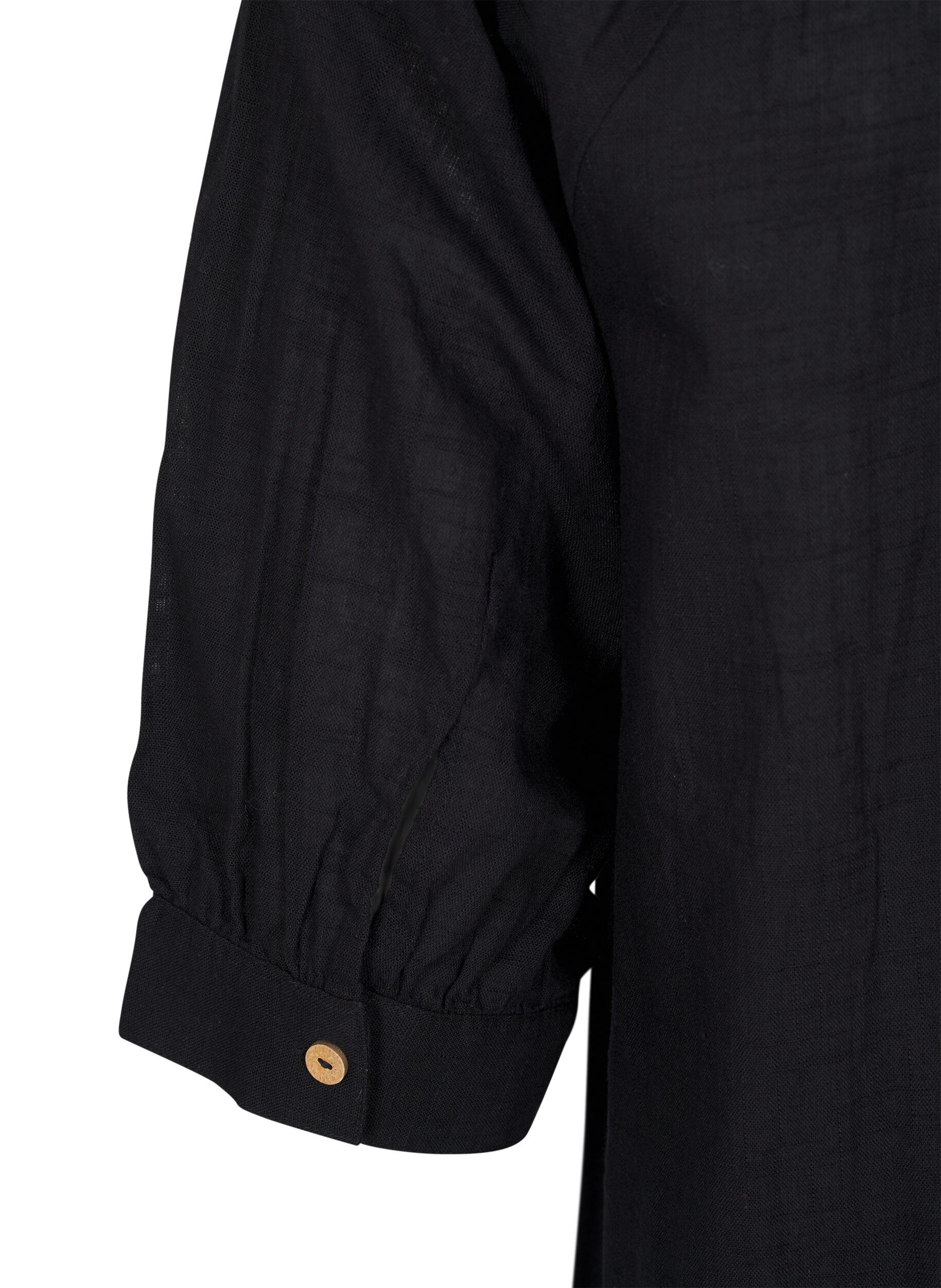 Zizzi Tunika aus Baumwolle mit V-Ausschnitt., Schwarz, Packshot image number 3