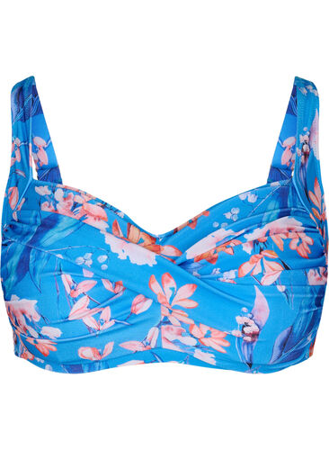 Bedrucktes Bikini-Top, Bright Blue Print, Packshot image number 0