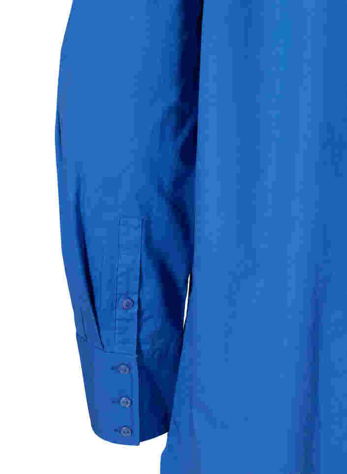 Lange Baumwollbluse mit Brusttasche, Dazzling Blue, Packshot image number 3