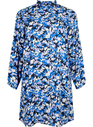 FLASH – Langärmeliges Kleid mit Aufdruck, Blue Purple Flower, Packshot image number 0