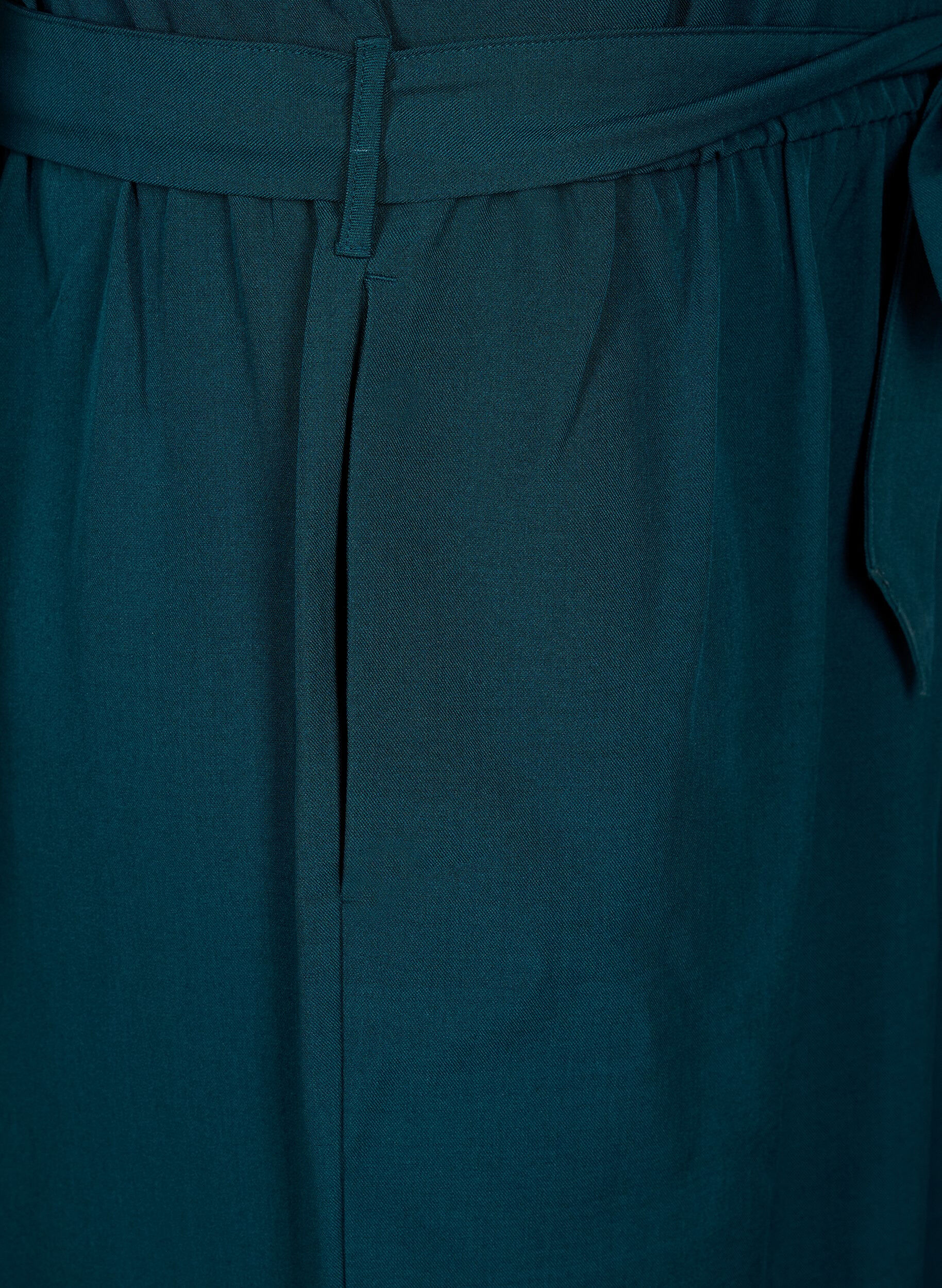 Zizzi Jumpsuit mit G&uuml;rtel und kurzen &Auml;rmeln, Sea Moss Melange, Packshot image number 3