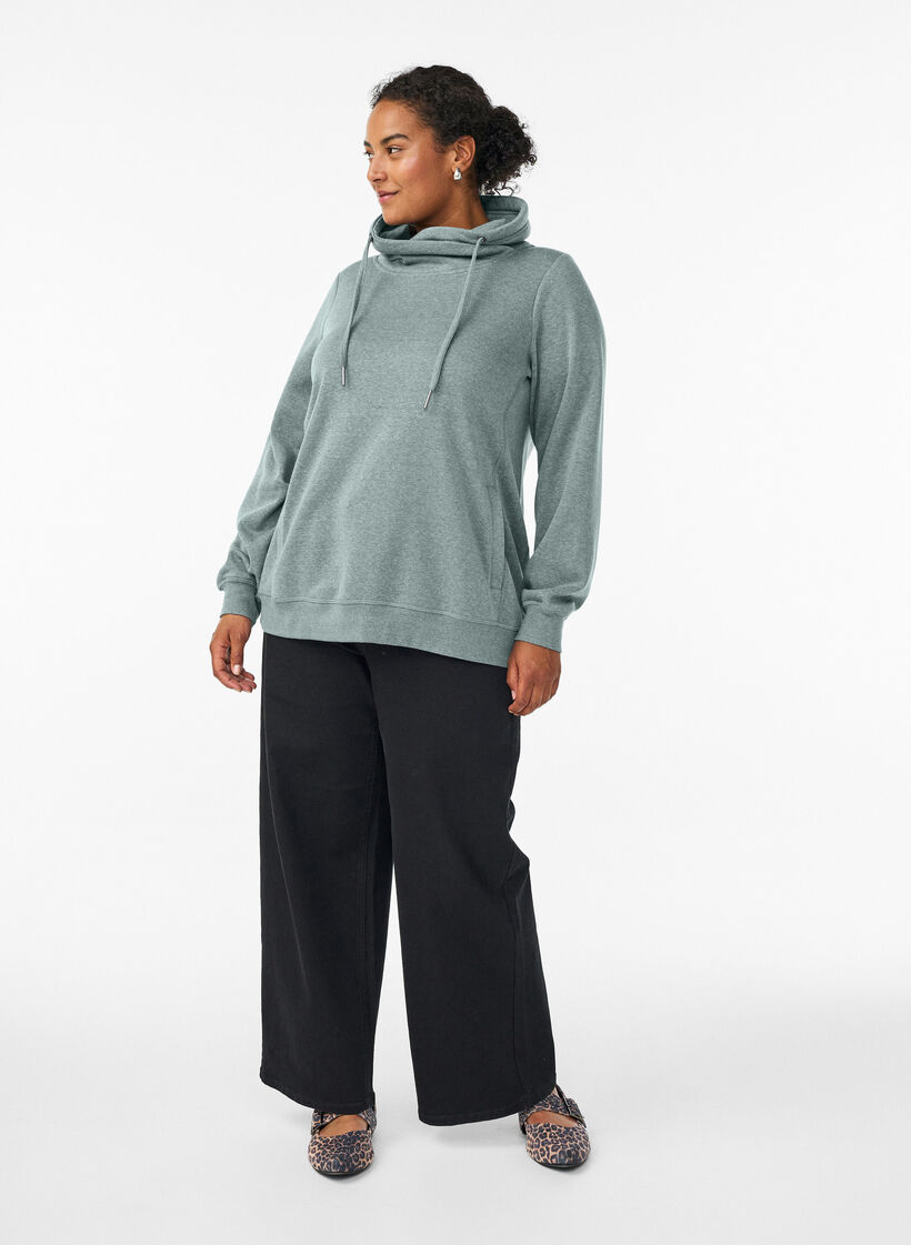 Sweatshirt mit Stehkragen und Taschen, Gr&uuml;n, Model image number 1