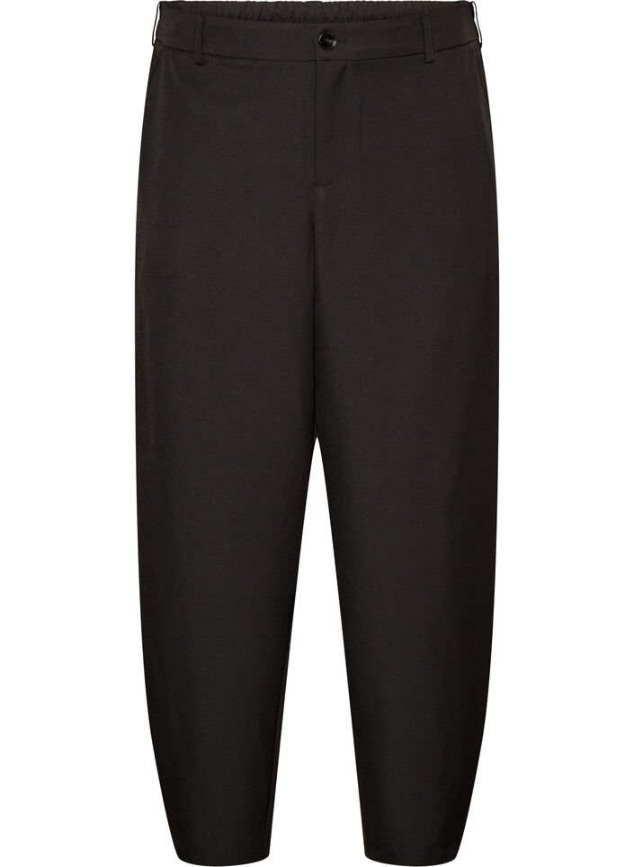 Hose in Barrel-Passform mit hoher Taille, Schwarz, Packshot image number 0