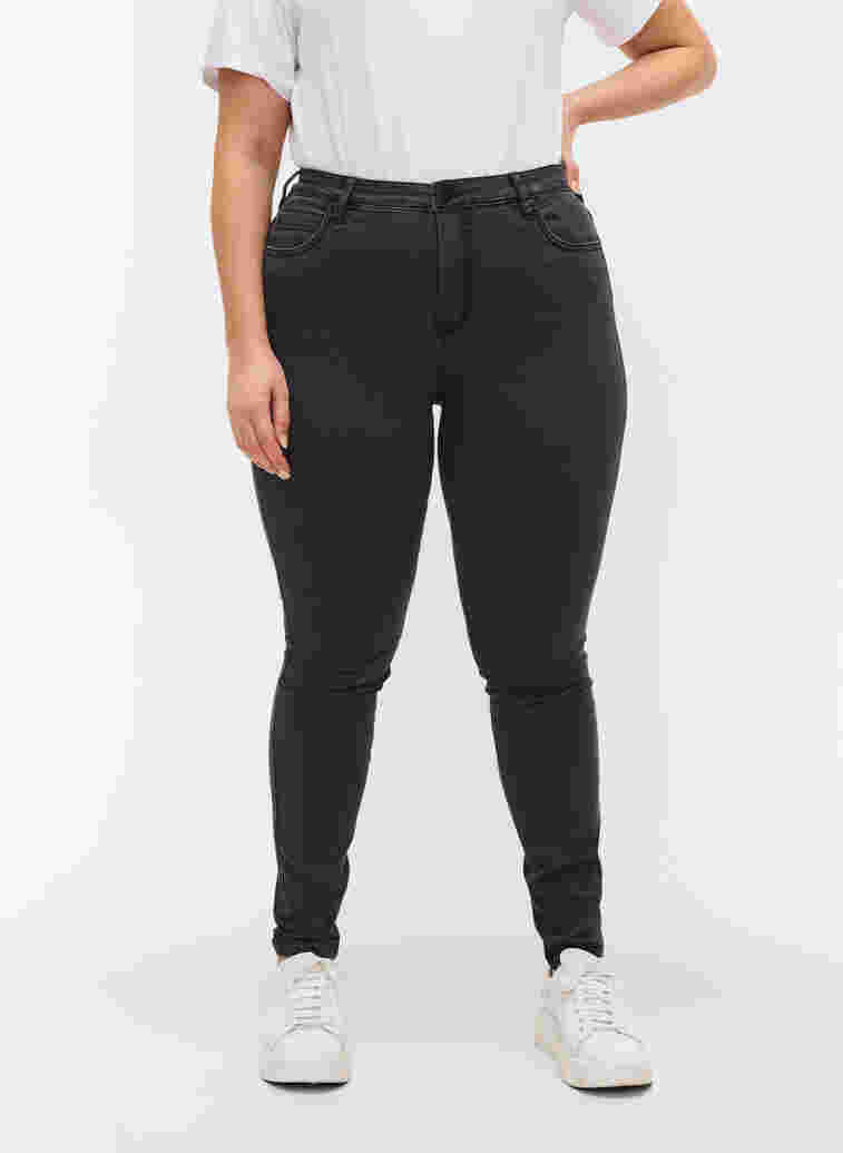 Hochtaillierte Super Slim Amy Jeans, Grey Denim, Model image number 3