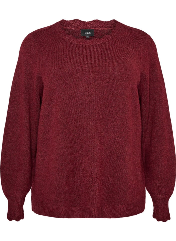 Strickbluse mit Wellenkante, Rot, Packshot image number 0