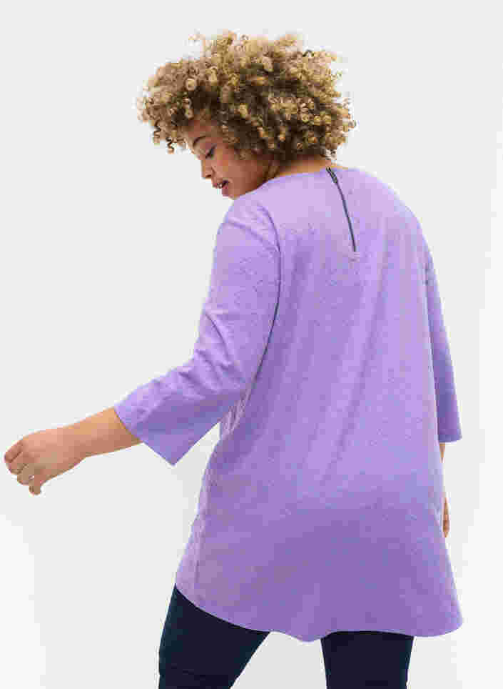 Bluse mit Rundhals und 3/4-Ärmeln, Paisley Purple, Model image number 1