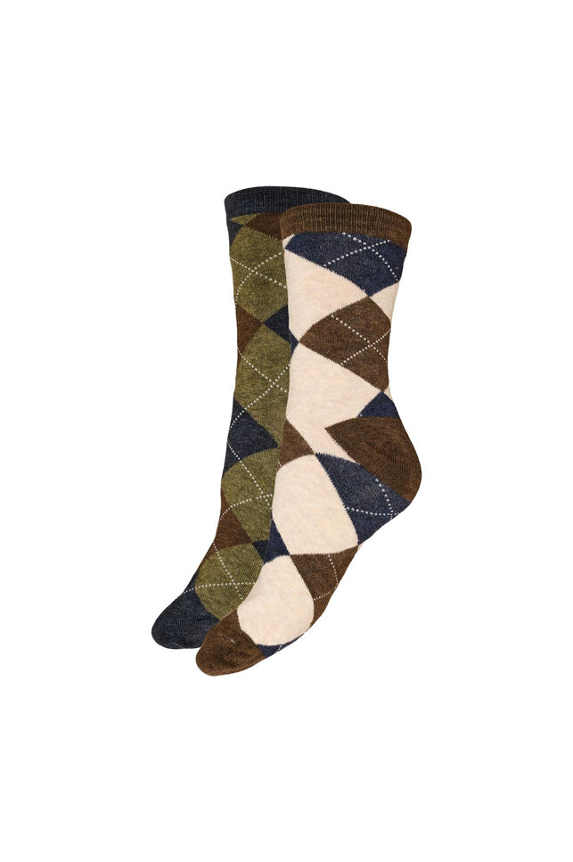 2er-Pack Socken mit Harlekinmuster, Braun, Packshot image number 0
