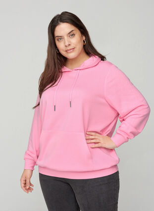Sweatshirt mit Kapuze und Tasche, Prism Pink, Model image number 0