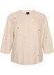 Strickbluse mit kleinen Stickmotiven, Beige, Packshot image number 0