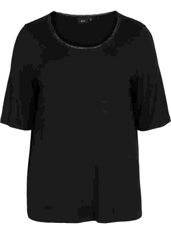 Kurzärmeliges Nachthemd aus Viskose, Black, Packshot image number 0
