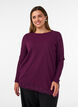 Jerseybluse mit asymmetrischem Spitzenbesatz, Lila, Model image number 0