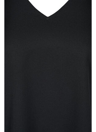 Kurzarm Bluse mit V-Ausschnitt, Black, Packshot image number 2