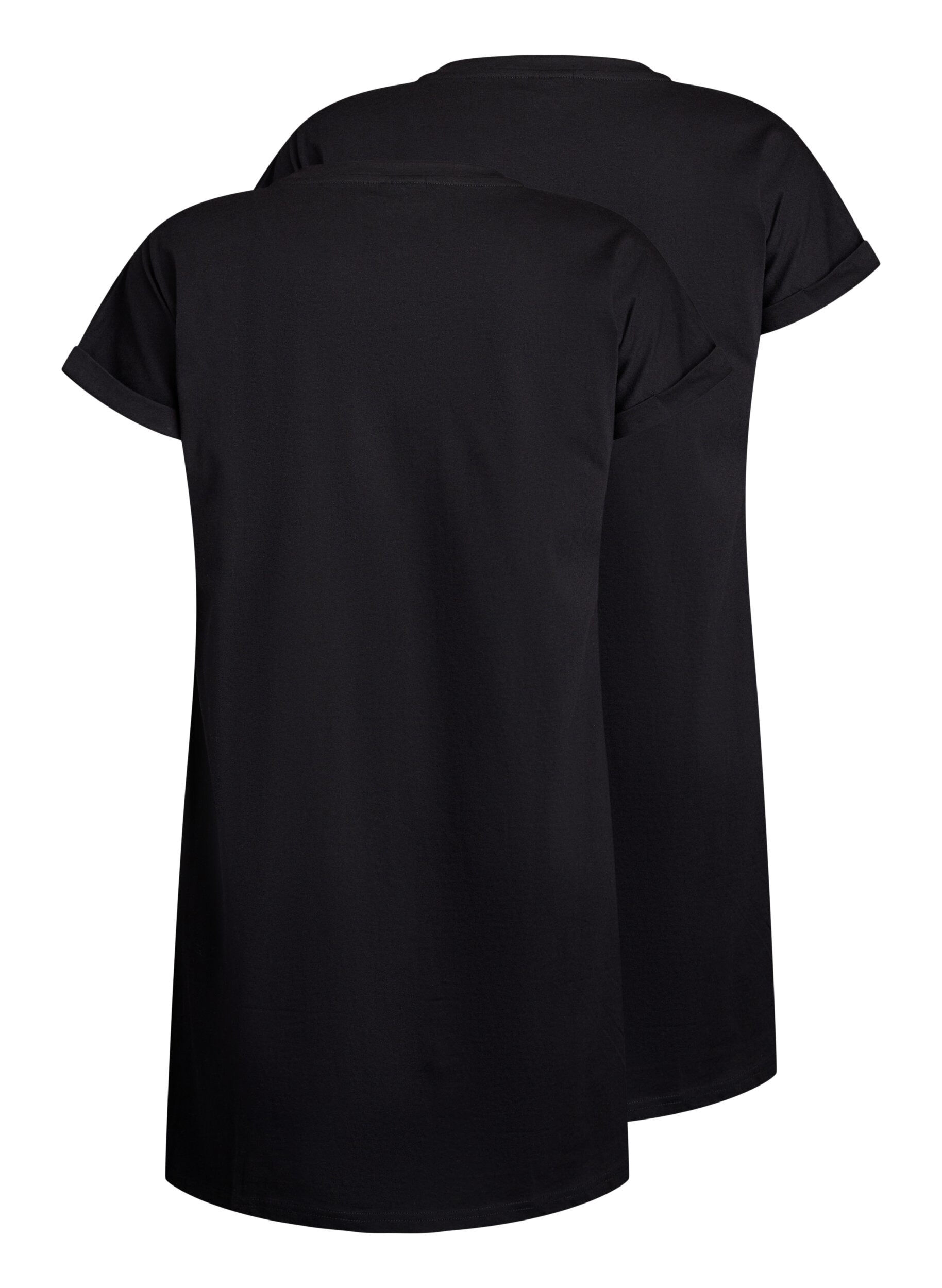 Zizzi 2er-Pack T-Shirt-Kleid mit kurzen &Auml;rmeln, Schwarz, Packshot image number 1