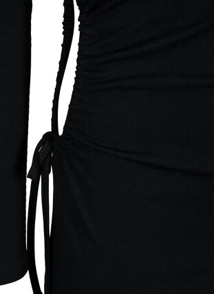 Eng anliegendes Kleid mit Ausschnitt, Black, Packshot image number 3
