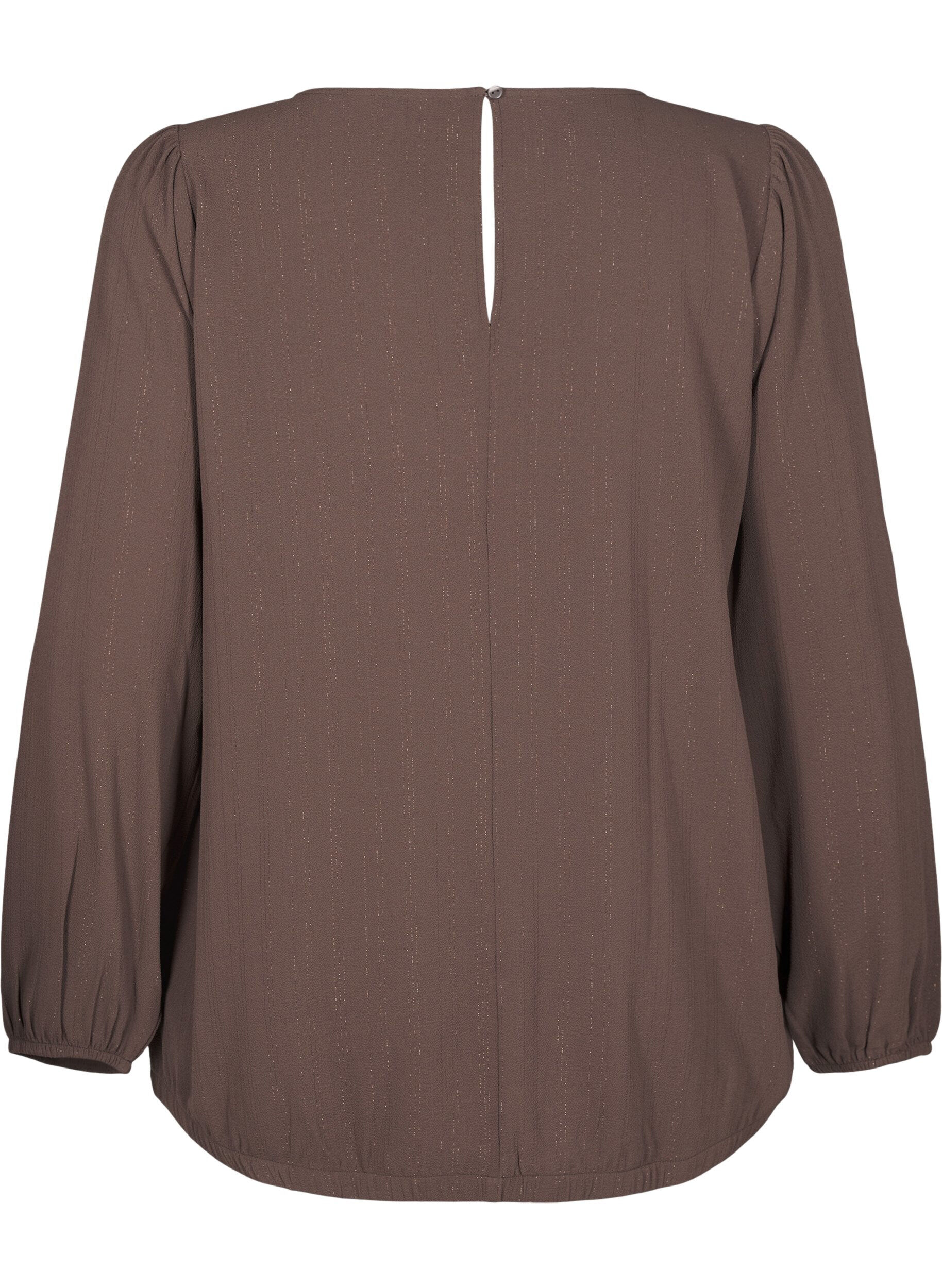 Zizzi Bluse mit Silberglitzer, Braun, Packshot image number 1