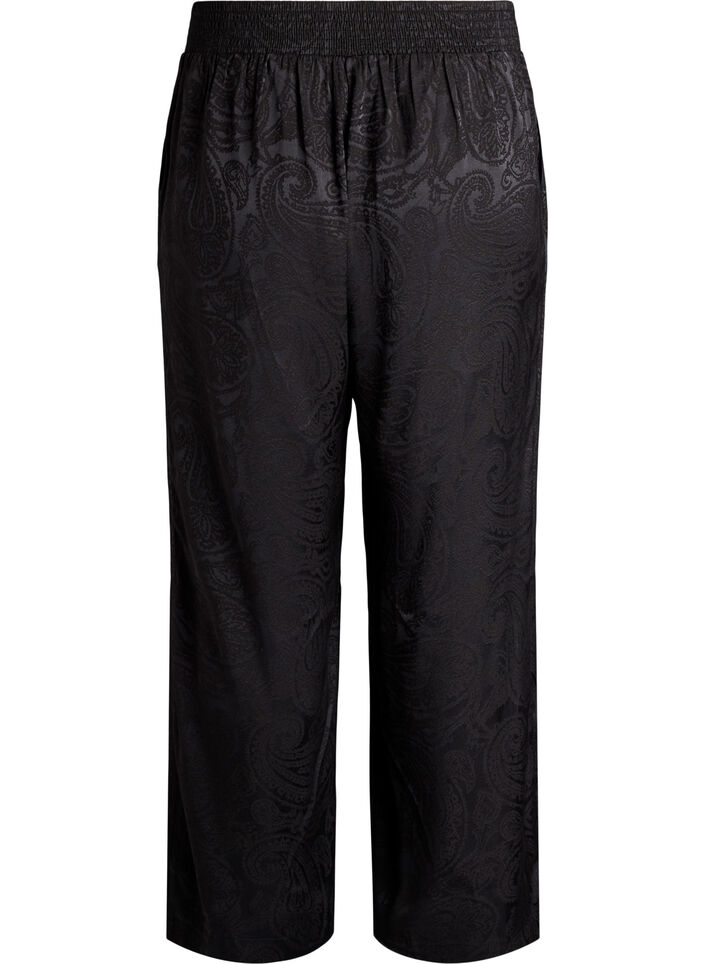 Weite Hose mit Paisleymuster und hoher Taille, Schwarz, Packshot image number 1