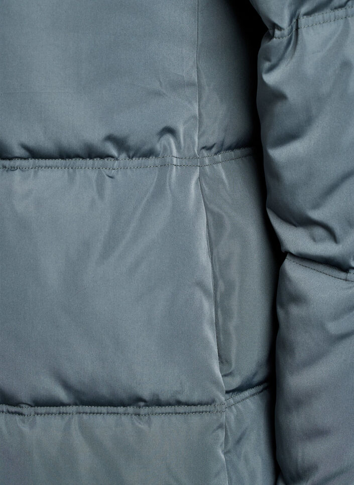 Lange Steppjacke mit Kapuze, Blau, Packshot image number 3