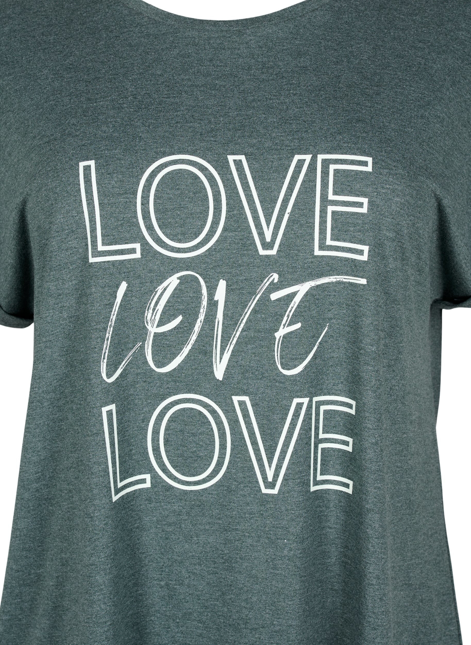 Zizzi Kurz&auml;rmliges Nachthemd mit Textdruck, , Packshot image number 2