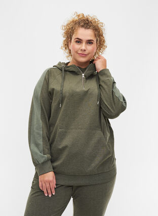 Sweatshirt mit Reißverschluss und Kapuze, Forest Night, Model image number 0