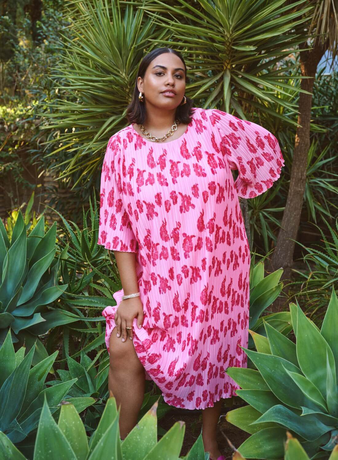 Zizzi Bedrucktes Kleid in Rosa, , Model