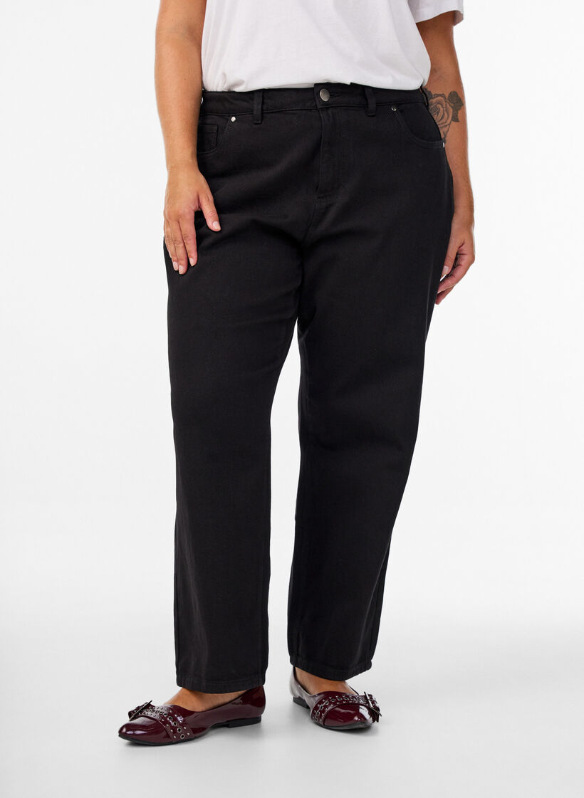 Weite Jeans mit verk&uuml;rzter L&auml;nge, Schwarz, Model image number 2