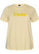 T-Shirt aus Bio-Baumwolle mit Text aus Velours, Gelb, Packshot image number 0