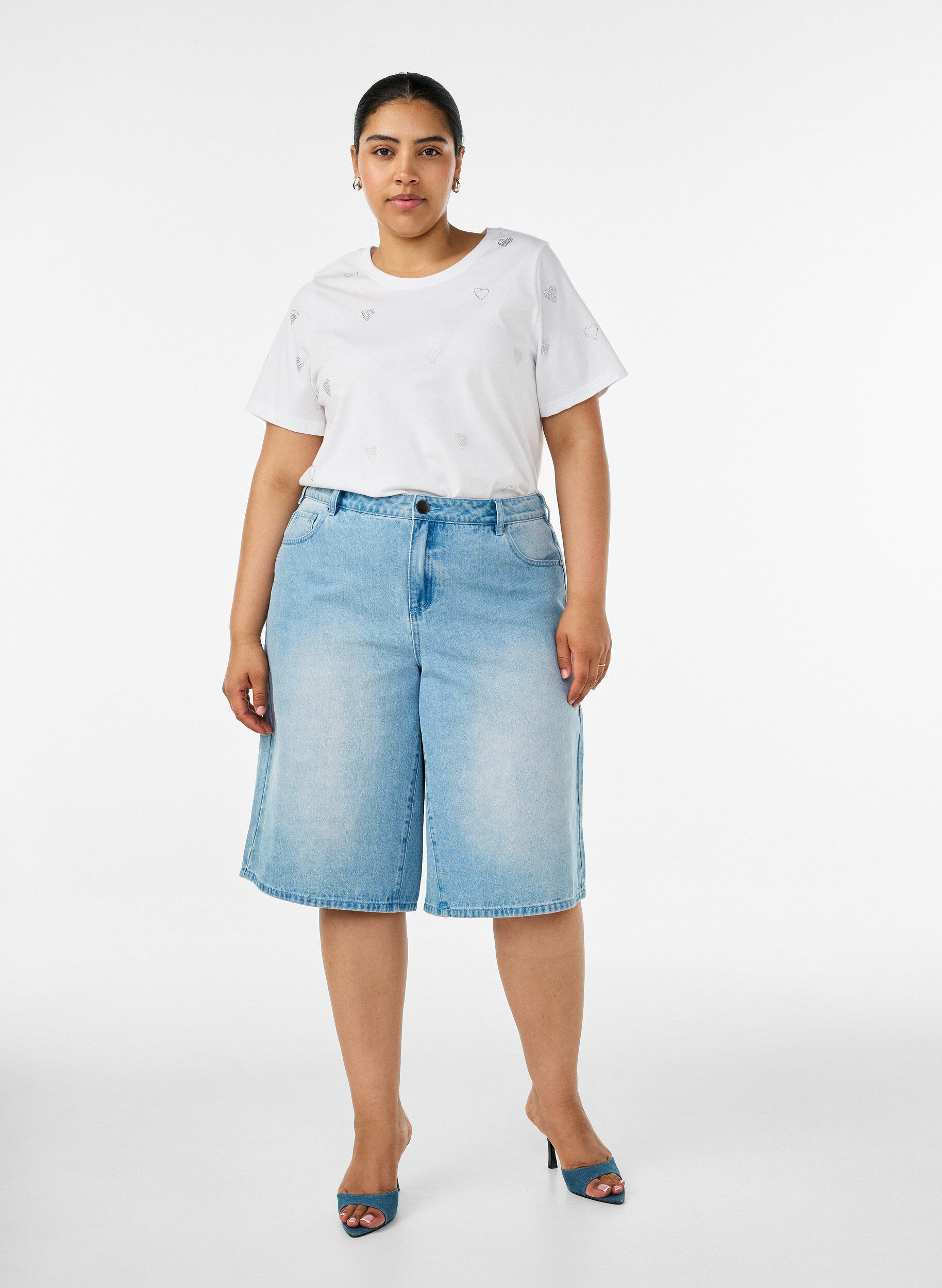 ZizziT-Shirt aus Bio-Baumwolle mit Herzen, Wei&szlig;, Model image number 1