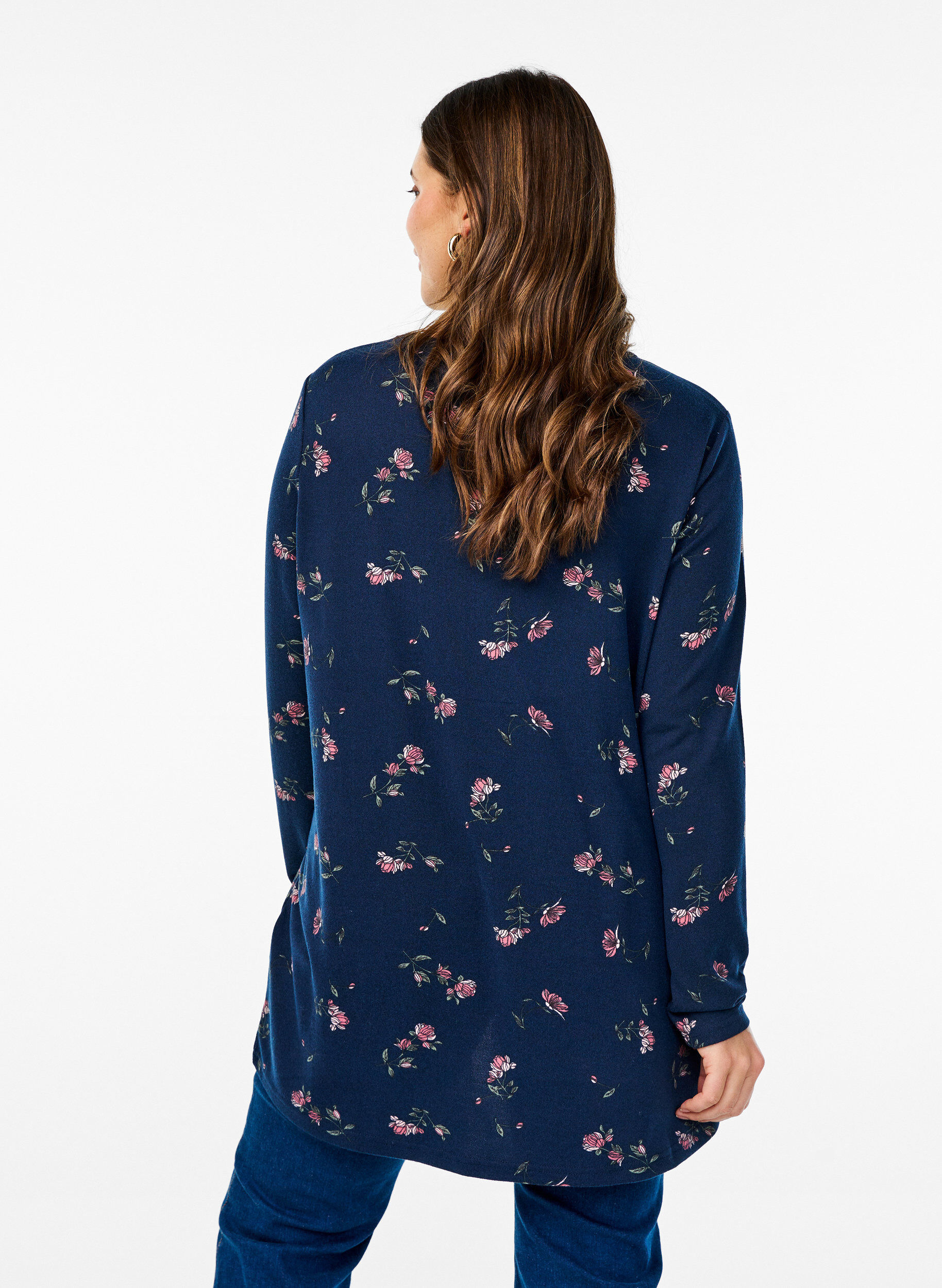 Zizzi Gemusterte Bluse mit langen &Auml;rmeln, Blau, Model image number 2