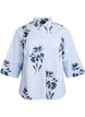 Gestreiftes Shirt mit Blumenprint und 3/4-Ärmeln, Blau, Packshot image number 0