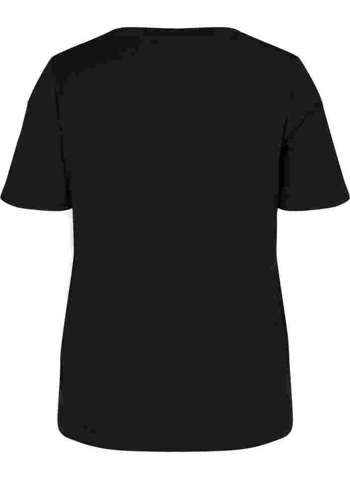 T-Shirt aus Bio-Baumwolle mit V-Ausschnitt, Black, Packshot image number 1