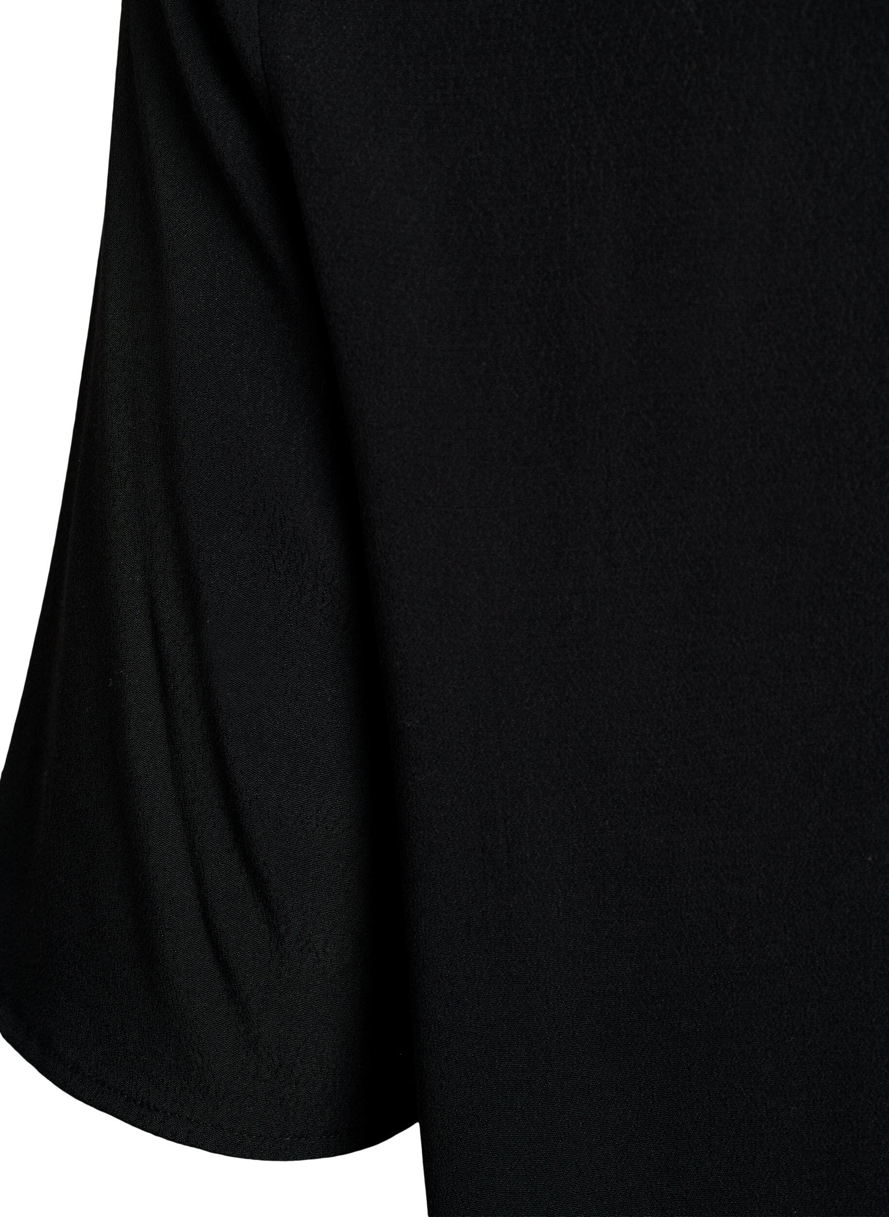 Zizzi Kurz&auml;rmelige Bluse aus Viskose, Schwarz, Packshot image number 3