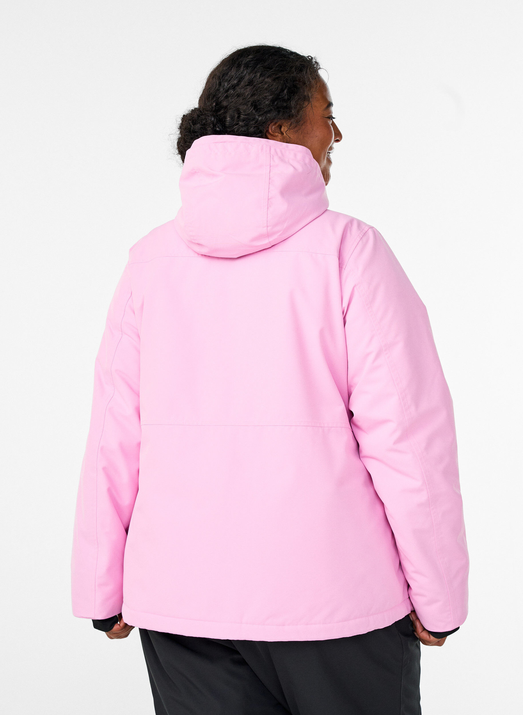 Zizzi Funktionelle Skijacke mit Kapuze, Pink, Model image number 2