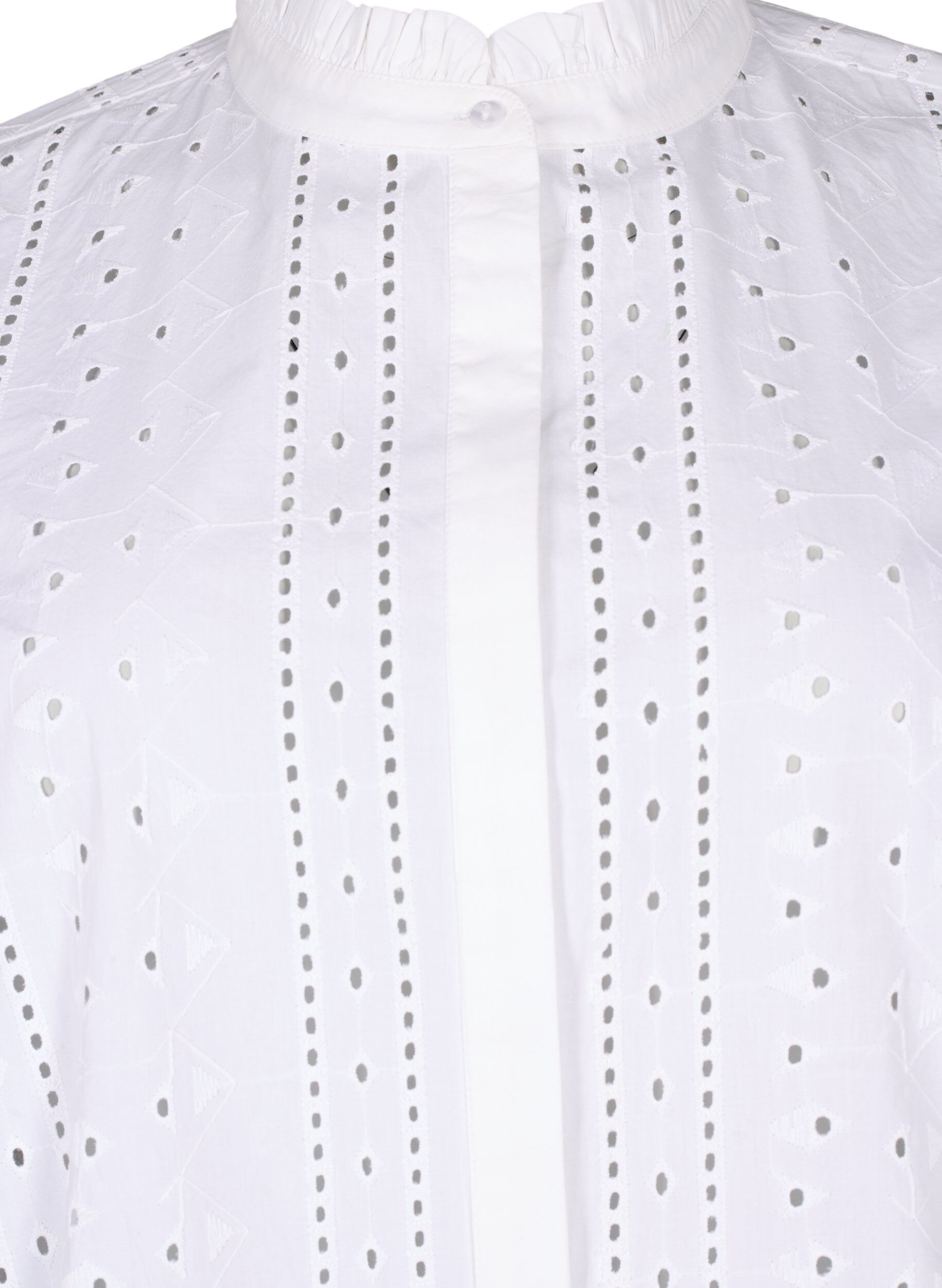 Zizzi Baumwollshirt mit Lochmuster, Bright White, Packshot image number 2