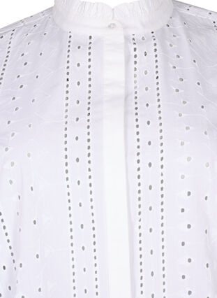 Baumwollshirt mit Lochmuster, Bright White, Packshot image number 2