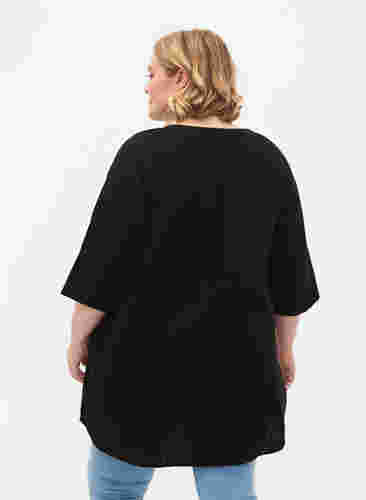 Tunika mit 3/4-Ärmeln aus Baumwolle, Black, Model image number 1