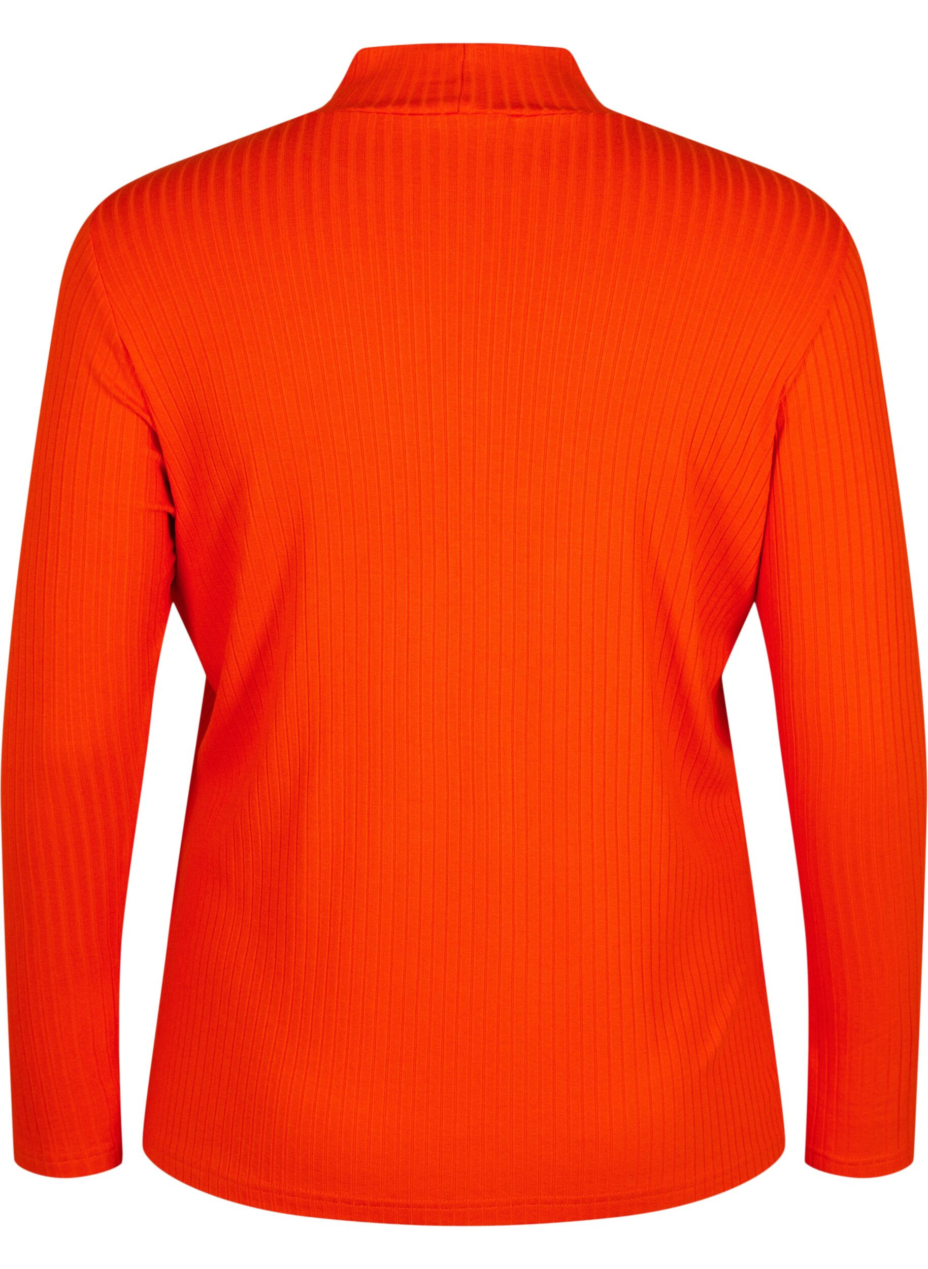 Zizzi Taillierte Bluse aus Viskose mit hohem Halsausschnitt, Orange.com, Packshot image number 1