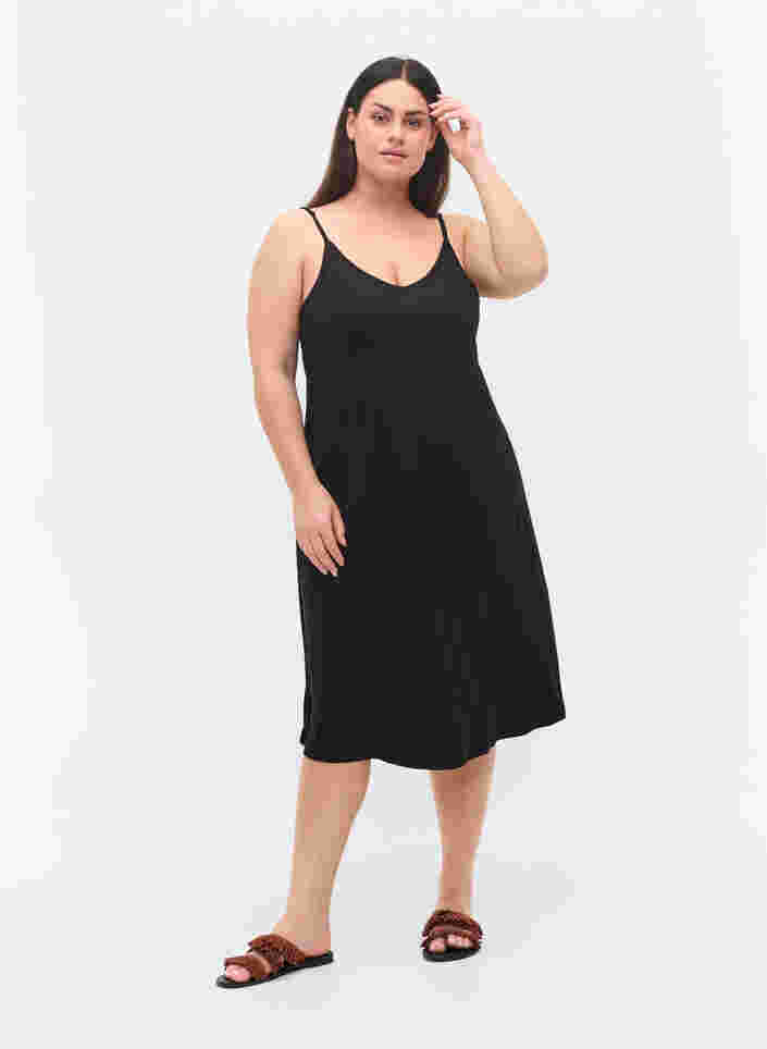 Langes Strandkleid aus Viskose, Black, Model image number 2